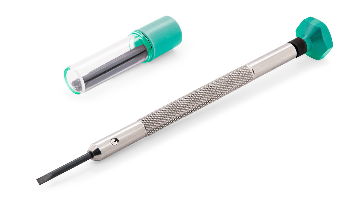 VOH screwdriver, blade 1,3 mm, teal, with replacement spare blade