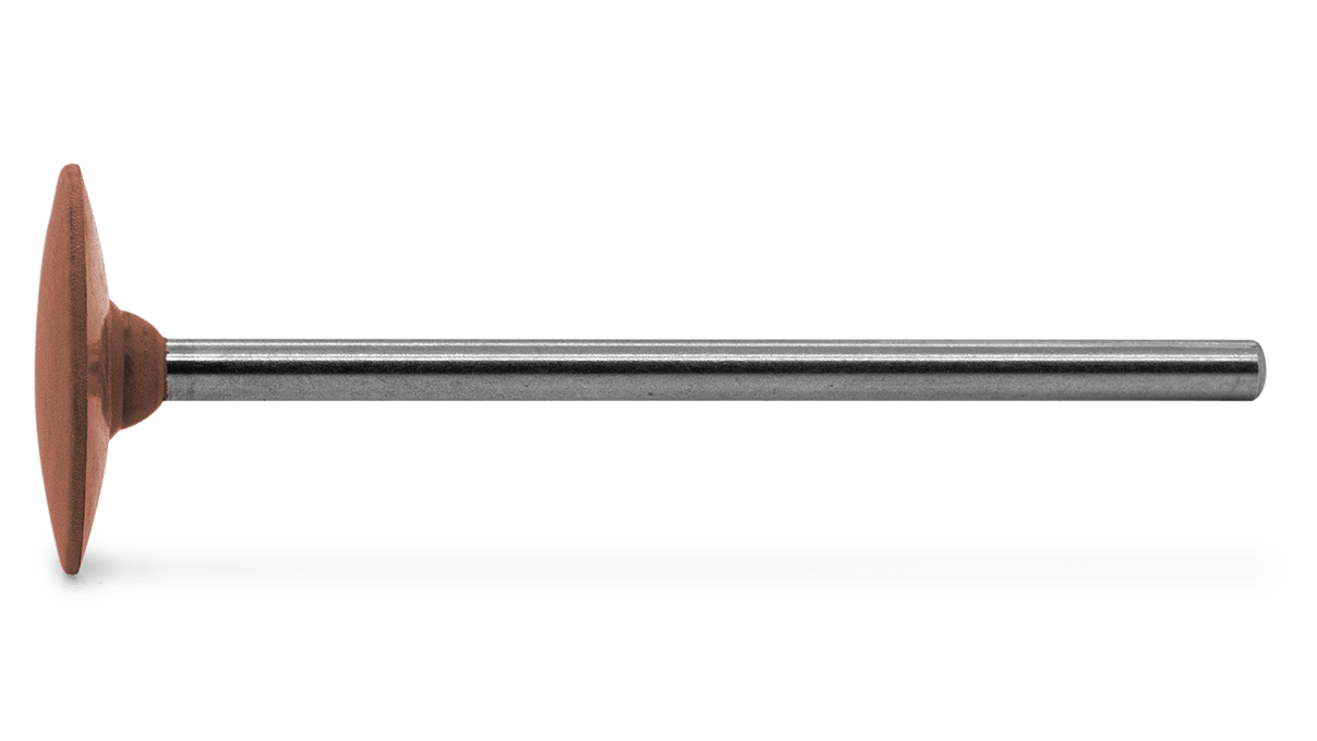 Polierer Eveflex, rotbraun, Linse, Ø 14,5 x 2,5 mm, weich, Korn mittel, HP-Schaft