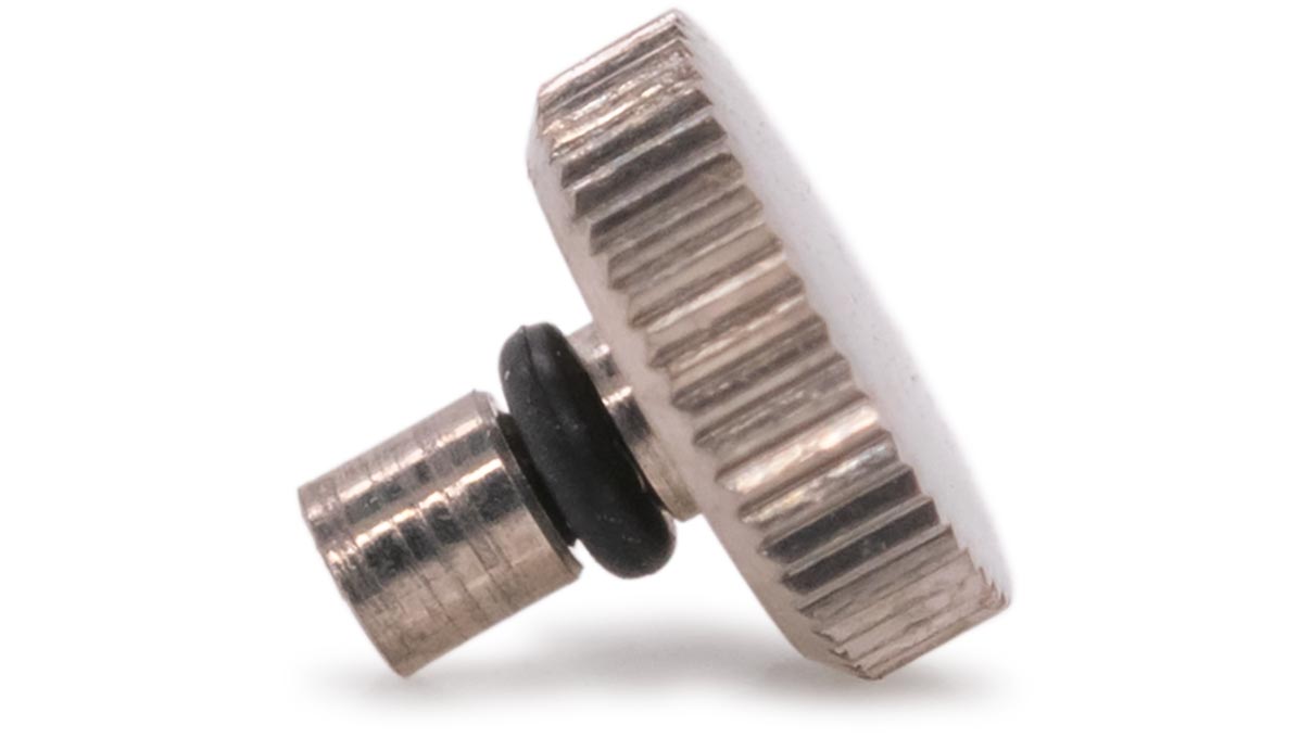 Waterproof crown, Japanese shape, Stainless steel, White, Head Ø 3,5 mm, Thread Ø 0,8 mm