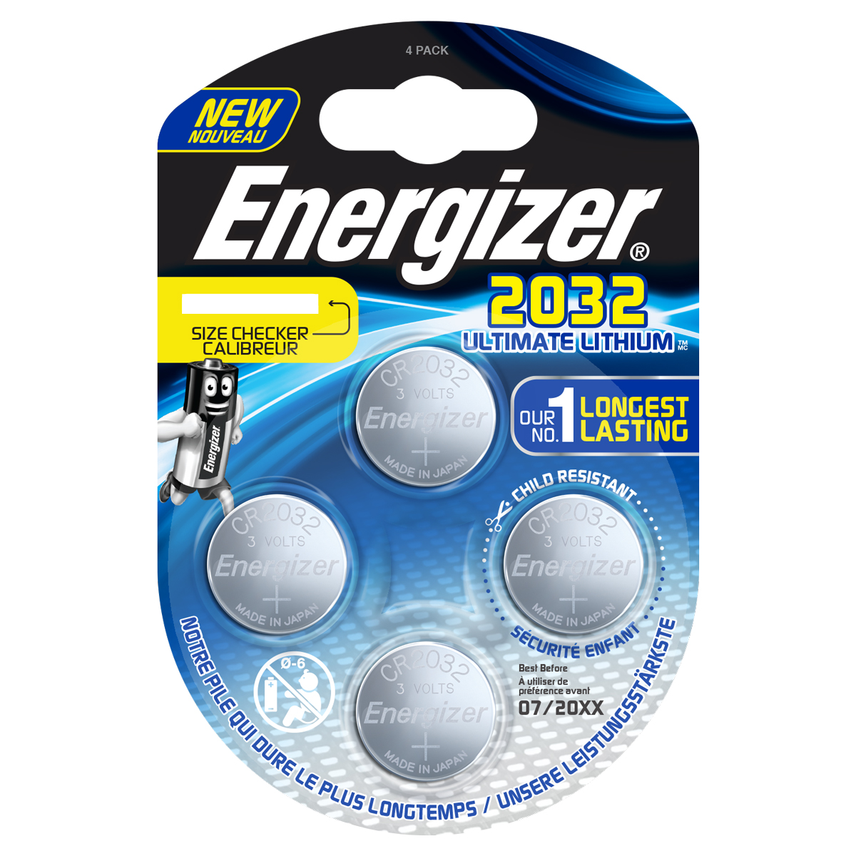 4 CR 2032 Ultimate Energizer Lithium in a blister