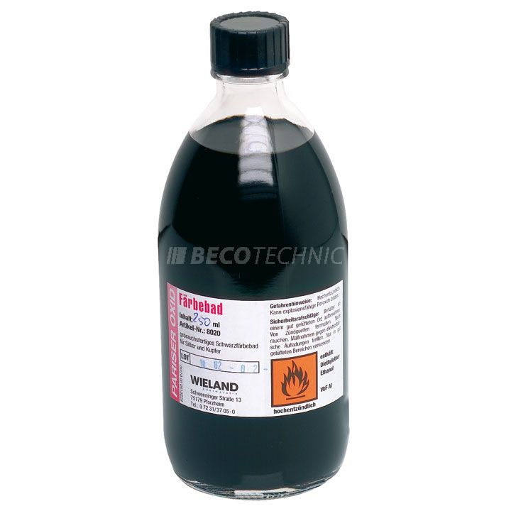 Paris oxide for black colouring of precious metals and copper alloy (3,4 g Pd/l) (ready for use 250 ml)
