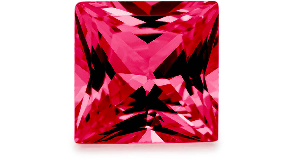 Synthetischer Farbstein, Rubin, carré, 3 x 3 mm