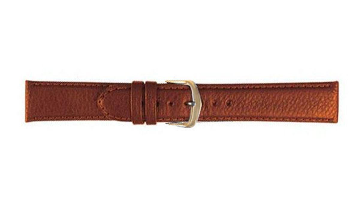 Uhrenband, Eco, Kalbsleder, 20 mm, Natur, Schließe Vergoldet