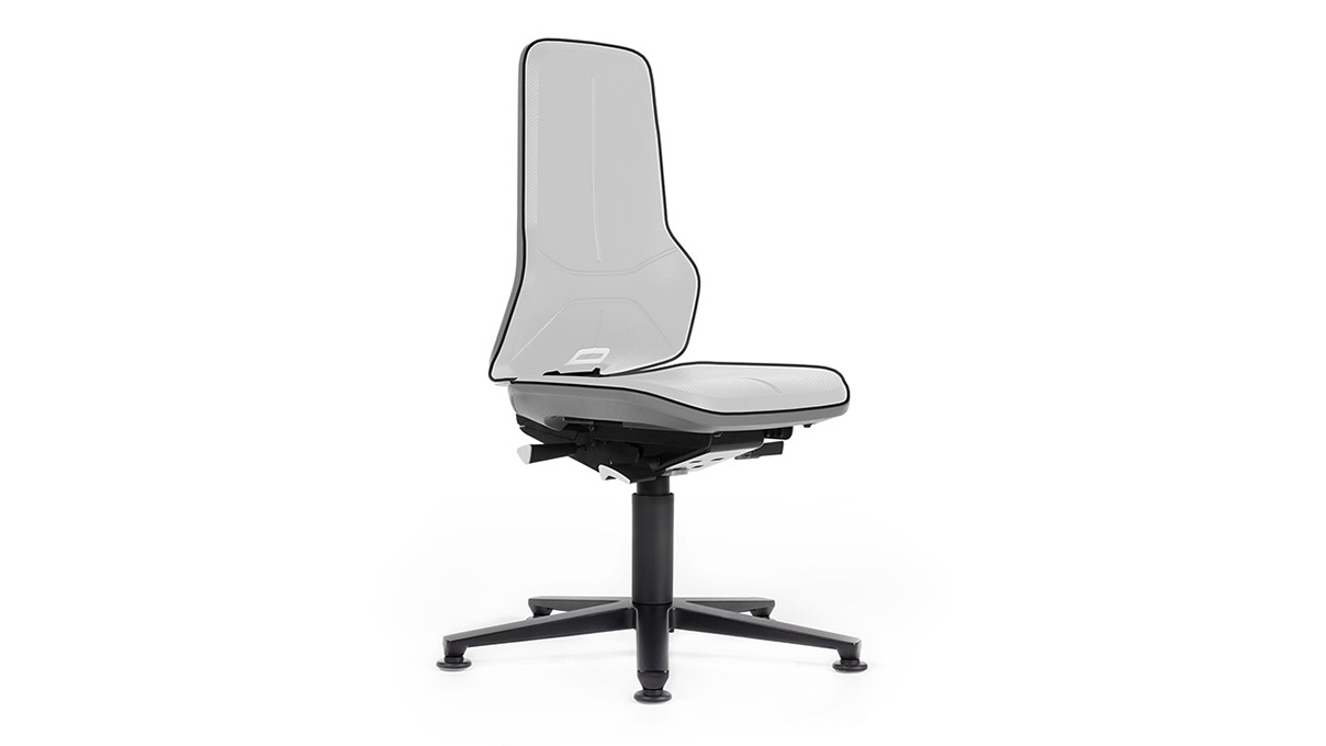 Bimos Neon werkstoel 9560, zithoogte 45 - 62 cm, permanentcontactrugleuning, zwart frame, met
zweefvliegtuigp, zonder gestoffeerd element
