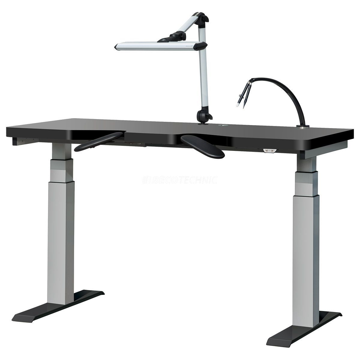 Ergolift Advanced Mobile watchmaker work bench, anthracite, working plate 140 x 75 x 4 cm