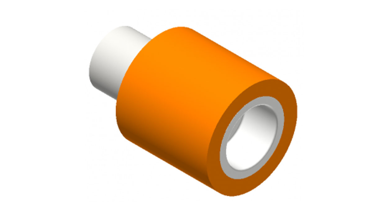 Glatte Gummirolle Ø 100 (M8), Shore 70, orange, für Crevoisier Maschinen