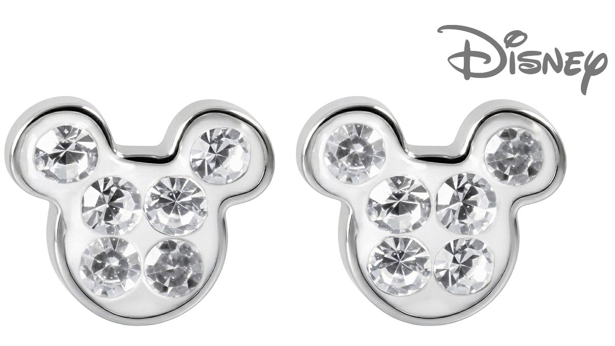 QPP Ohrstecker JCM1, Mickey, Emaille weiß, Disney-lizenziert, weiß, 1 Paar