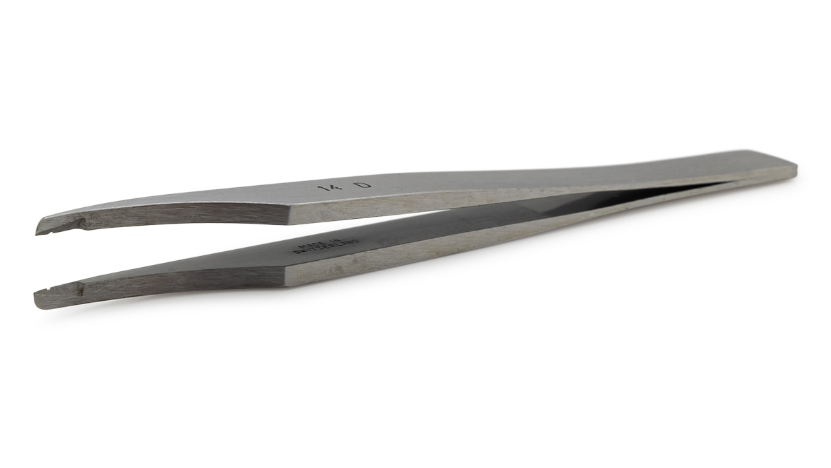 Tweezers, shape 14D, carbon steel