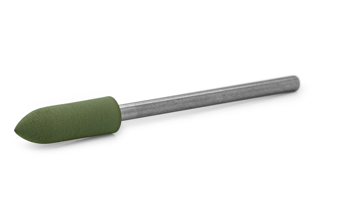 Polierer Eveflex, grün, Torpedo, Ø 5 x 16 mm, sehr weich, Korn fein, HP-Schaft