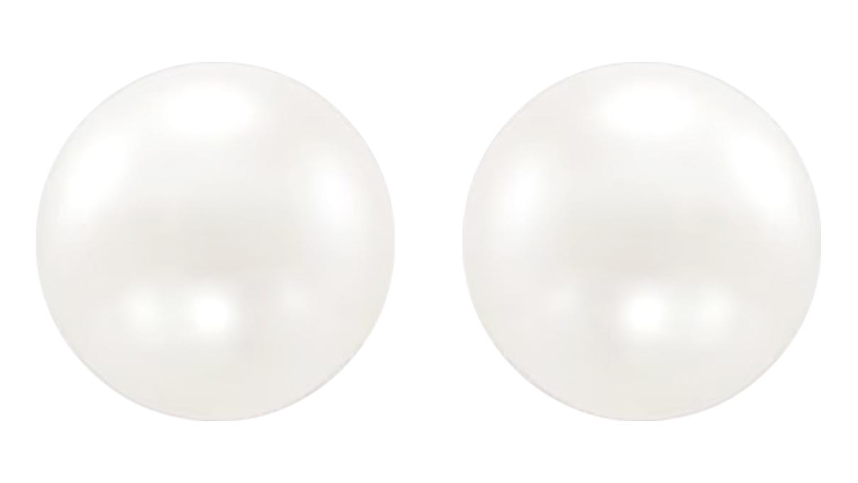 QPP pendientes A62, redondo Ø 4 mm, perla blanca, inox chapado en oro amarillo, 1 par
