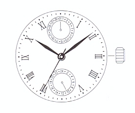 AU-Werk Miyota 6P73 High Hand 10 1/2''' DATE12 SC 24H 2EYES Quarz (364 | SR621SW)