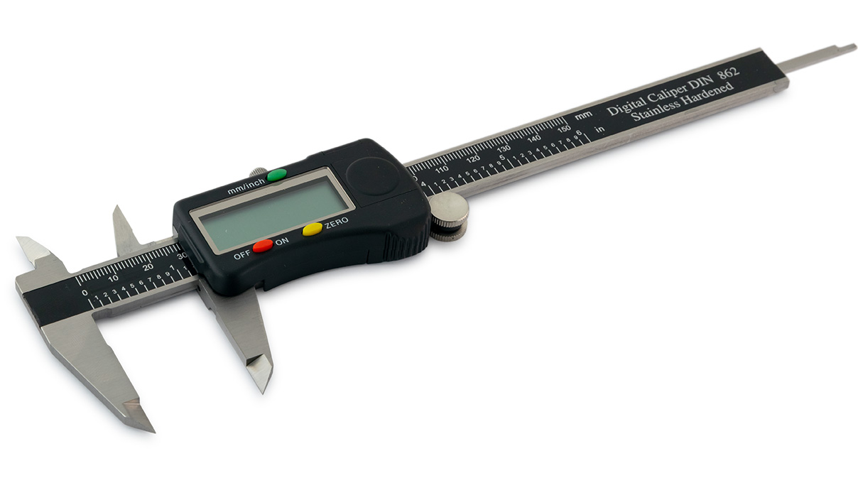 Schieblehre mit Feststellschraube, Edelstahl, Messbereich 150 mm, Digitalanzeige 0,01 mm Schieblehre mit Feststellschraube, Edelstahl, Messbereich 150 mm, Digitalanzeige 0,01 mm