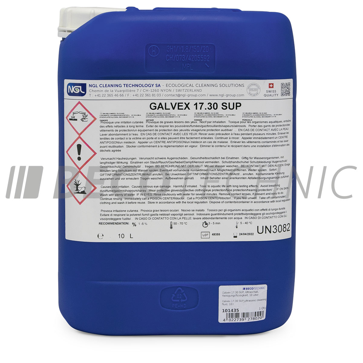 Galvex 17.30 SUP, Ultraschall-Reinigungsflüssigkeit, 10 Liter