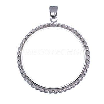 Silver rope-edged coin pendant mountin