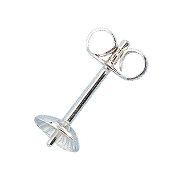 Earring fittings 585/- WG with bowl Ø 5,0 mm rhodium plated