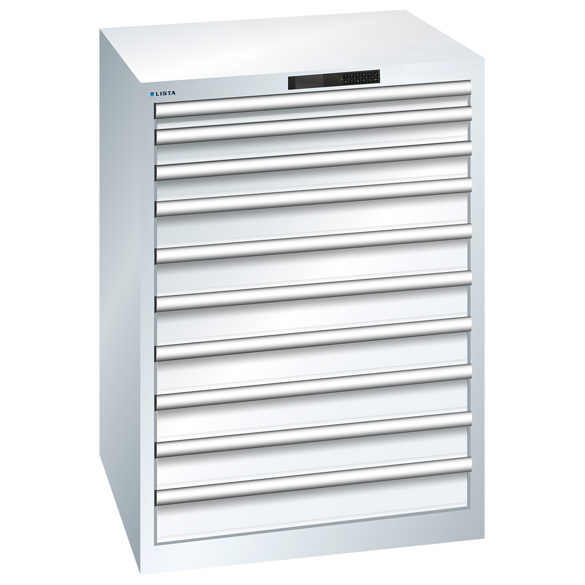 Lista drawer cabinet 36 x 36 E, 8 drawers, pure white, Code Lock, height 1000 mm
