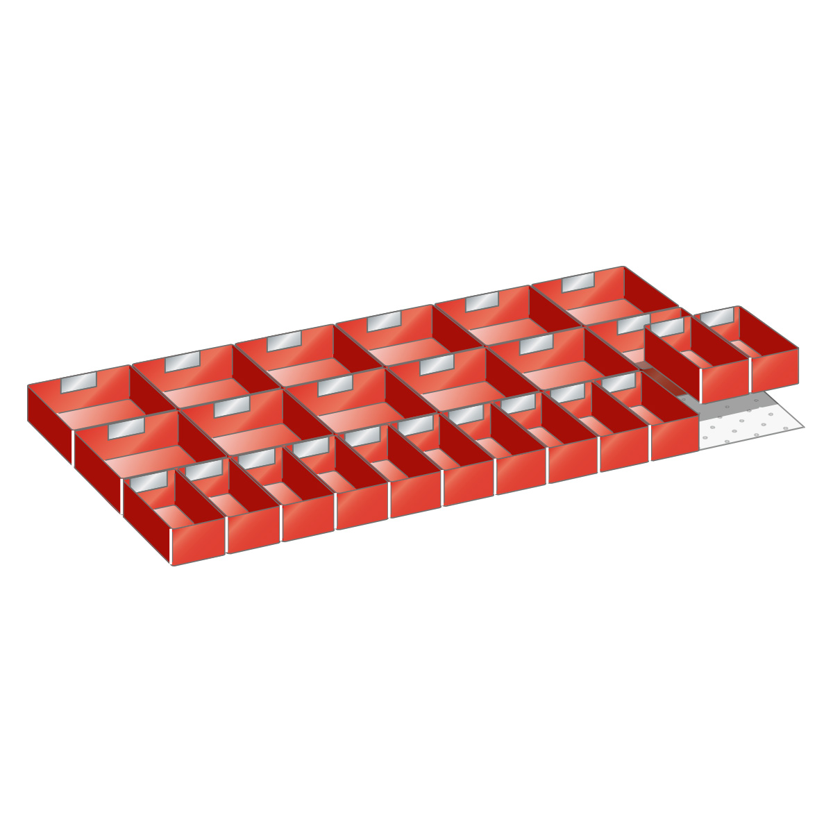Lista plastic boxes, set for 54 x 27 E with front height 100/125 mm, 24 pieces