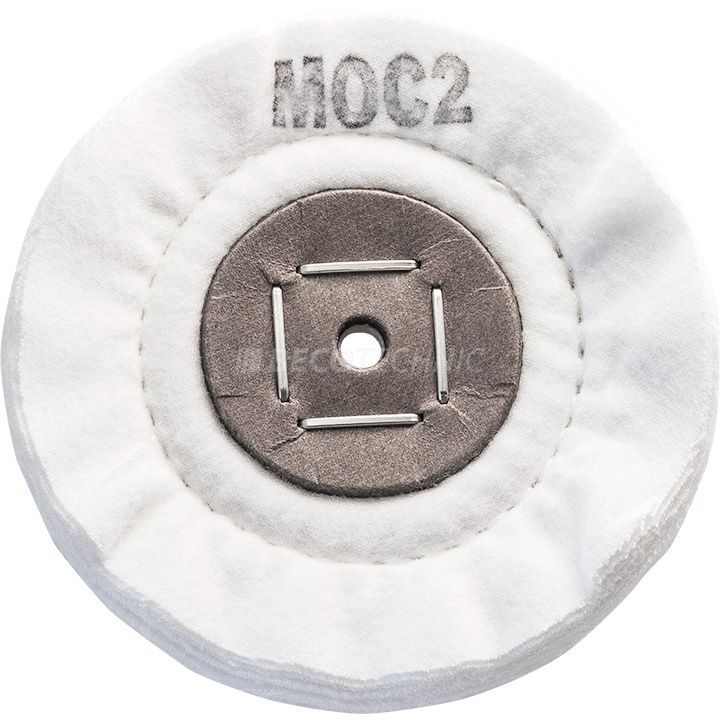Merard Polierscheibe MOC2, Flanell, weiß, Ø 100 x 10 mm, Kartonkern, genäht