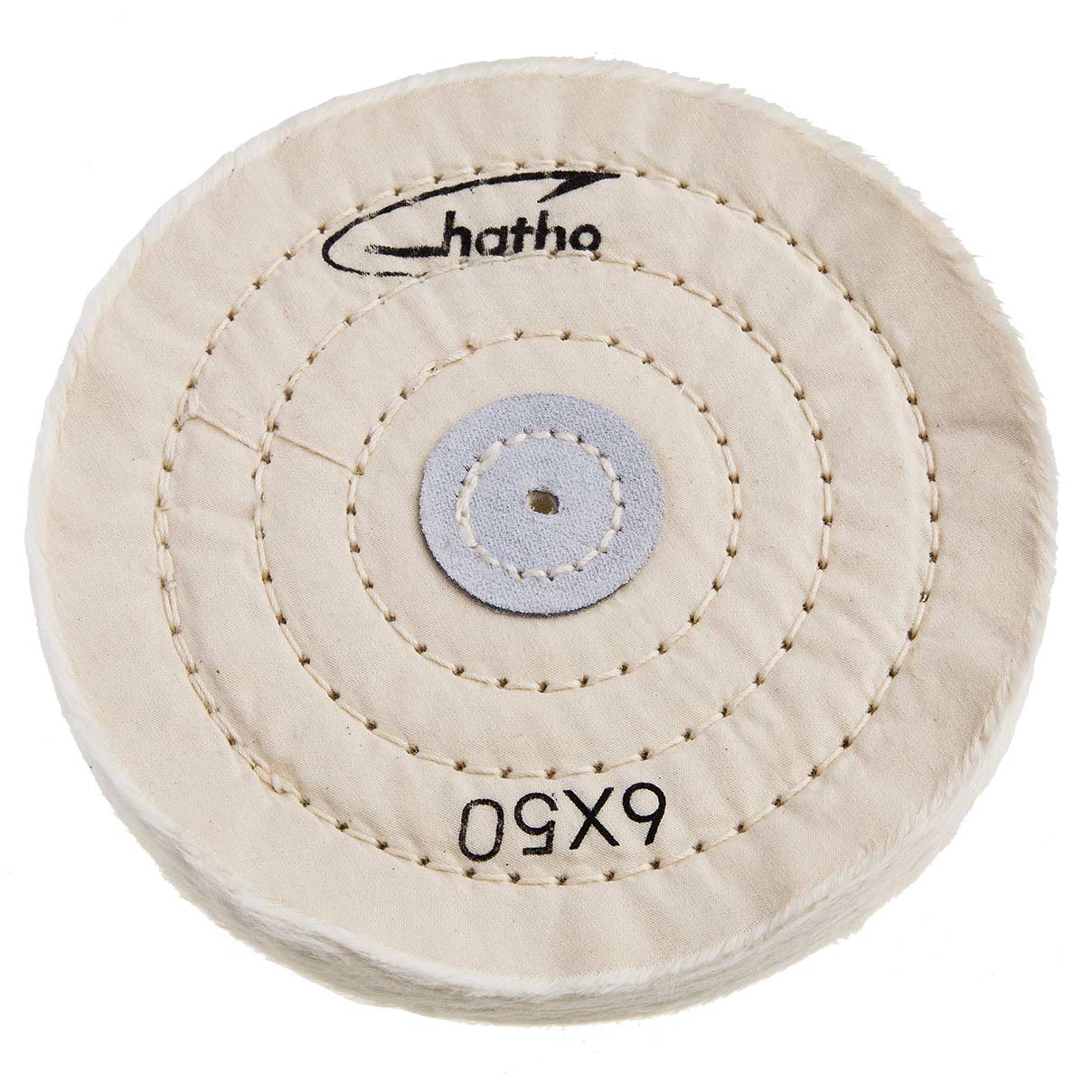 Hatho pulidor Mira, algodón, natural, Ø 150 x 15 mm, fino, cosido