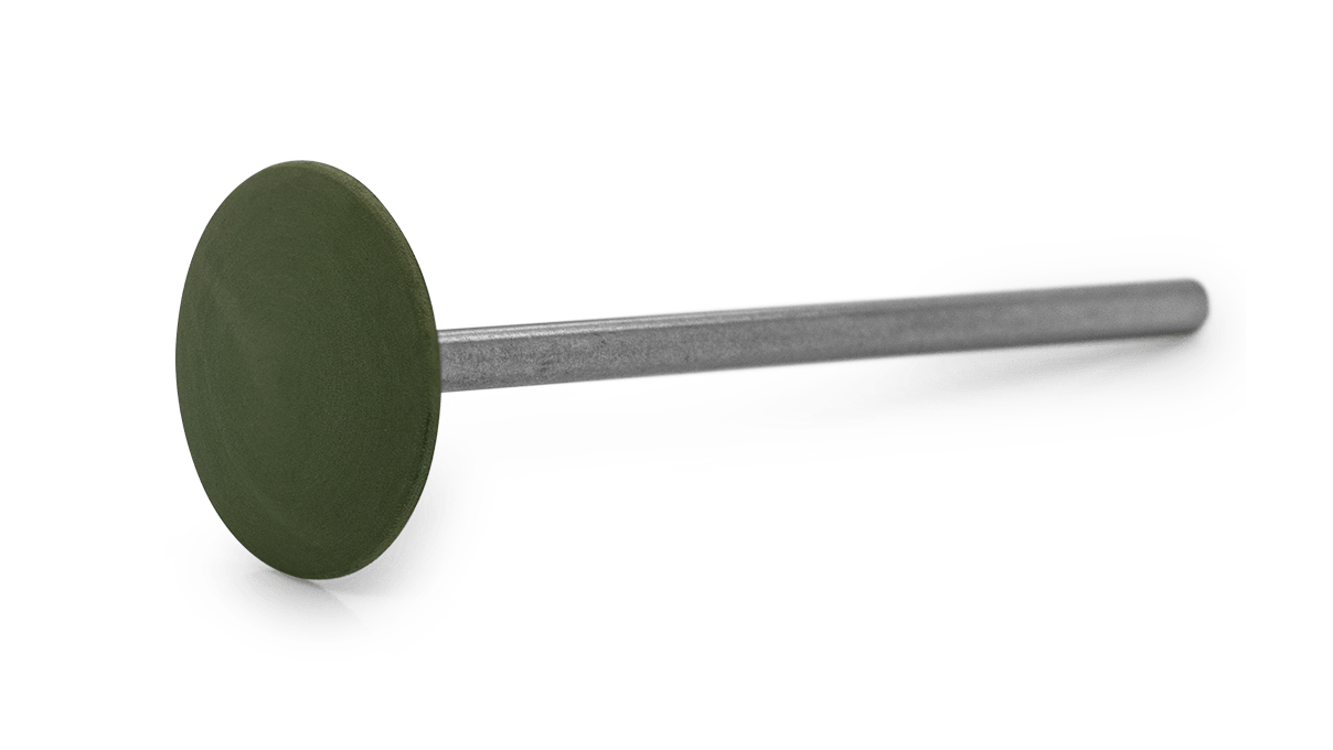 Polierer Eveflex, grün, Linse, Ø 14,5 x 2,5 mm, sehr weich, Korn fein, HP-Schaft