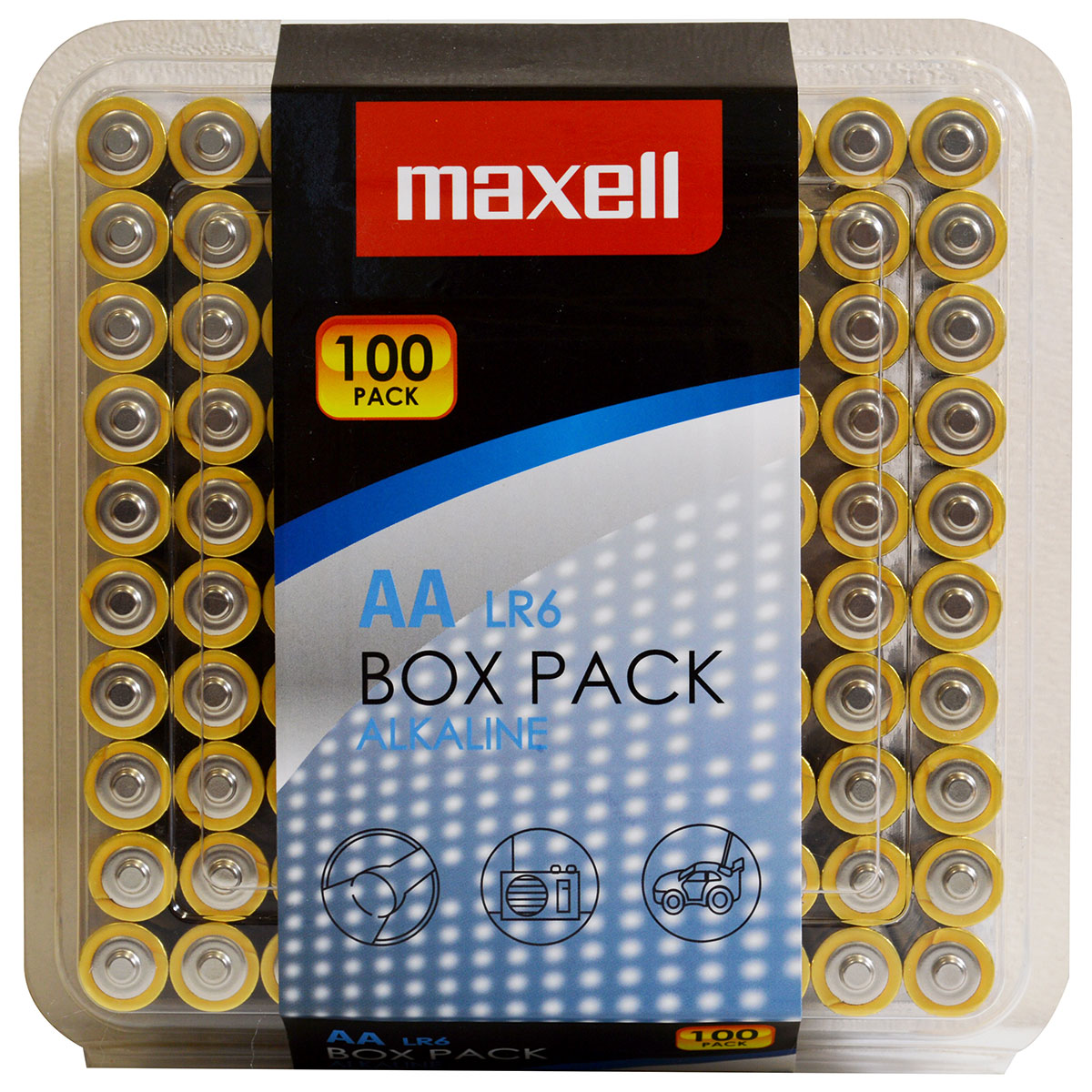 Maxell Alkaline LR06 AA Mignon 1,5 V batterij, 100 stuks in Box Pack
