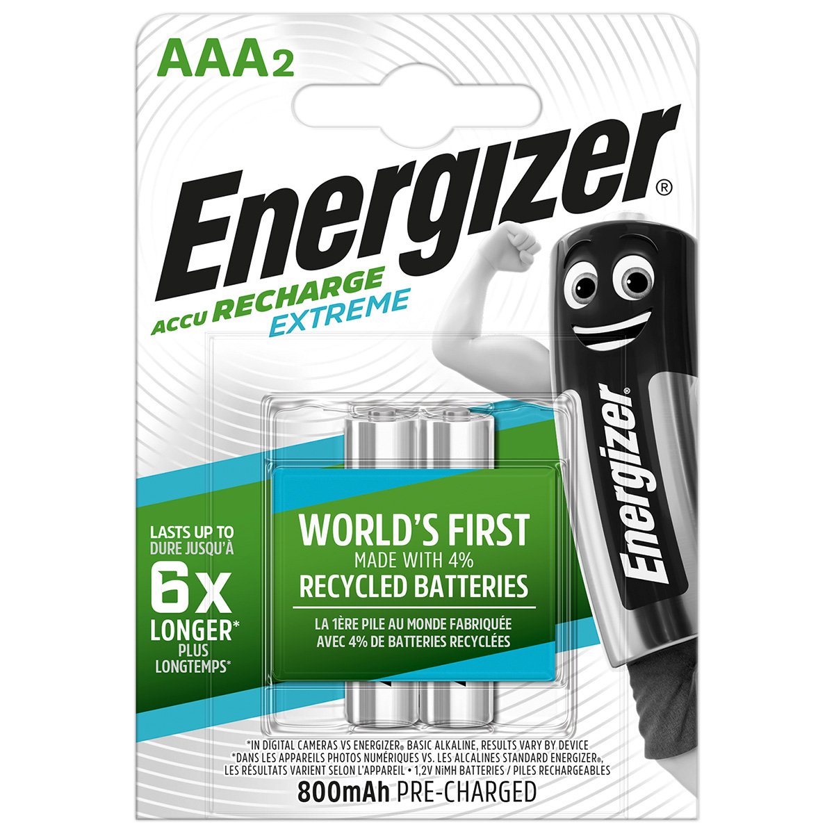 Energizer 2er Blister Micro Akku Recharge Extreme 1,2 Volt 800 mAh AAA/HR03