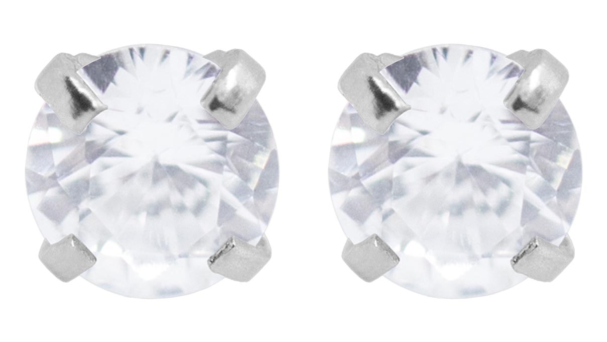 QPP pendientes A71, chaton Ø 3 mm, circonita blanca, inox blanco, 1 par