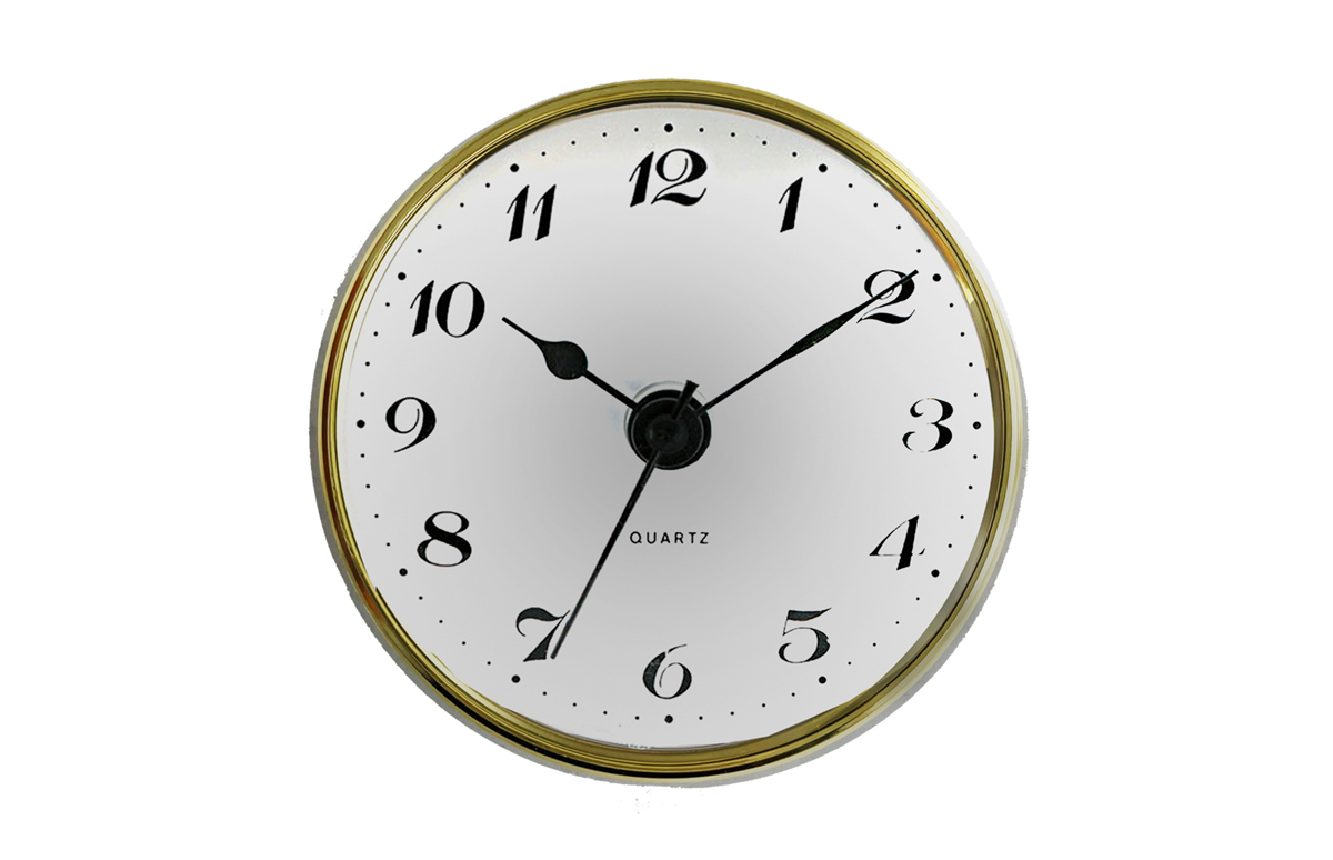 Insteek uurwerk, kwarts arabisch goudkleurig Ø 35 mm, Inbouwmaat 32,2 -32,7 x 8,5 mm