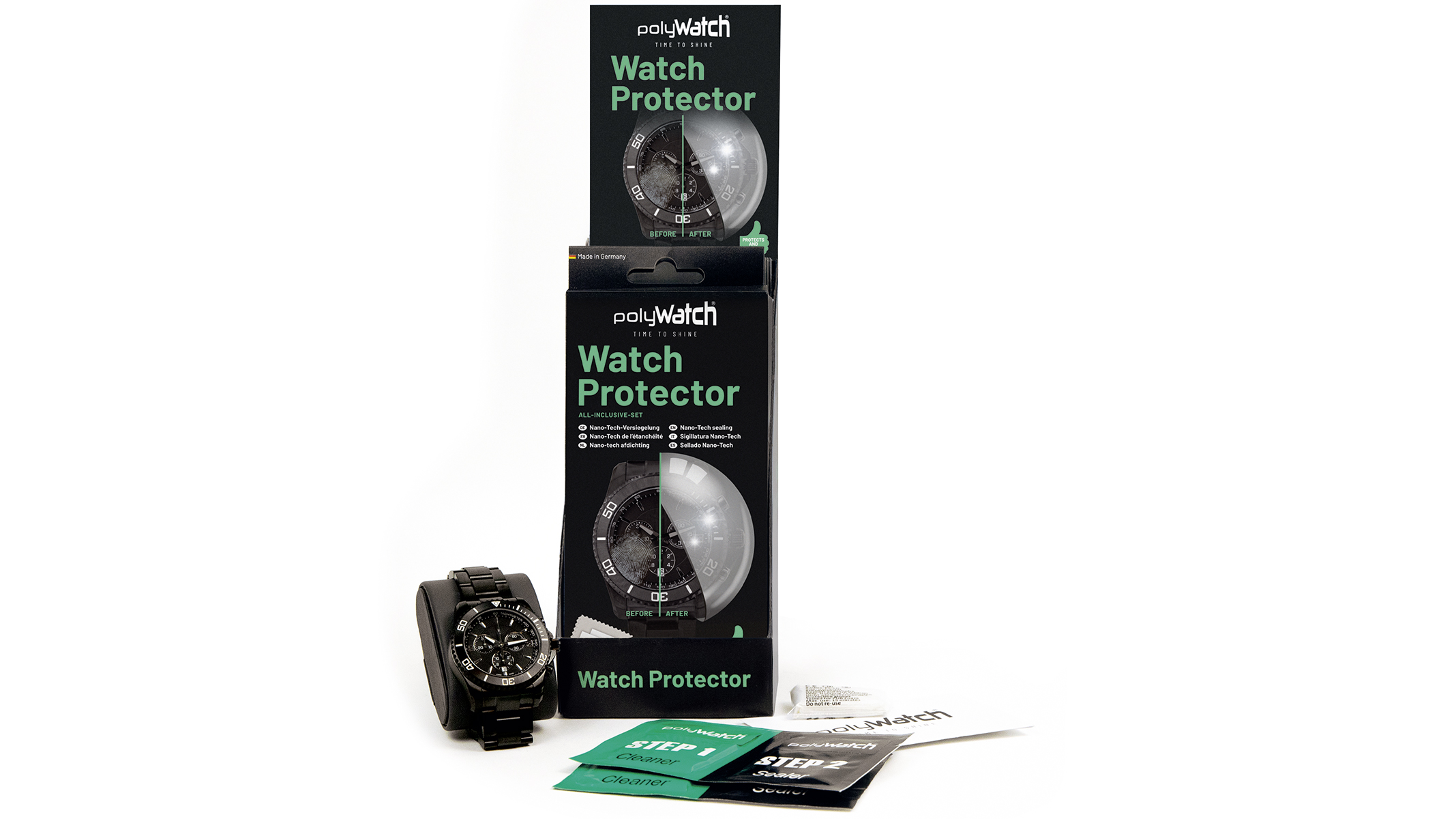 polyWatch Watch Protector, Versiegelung, Verkaufsdisplay mit 6 Einzelverpackungen