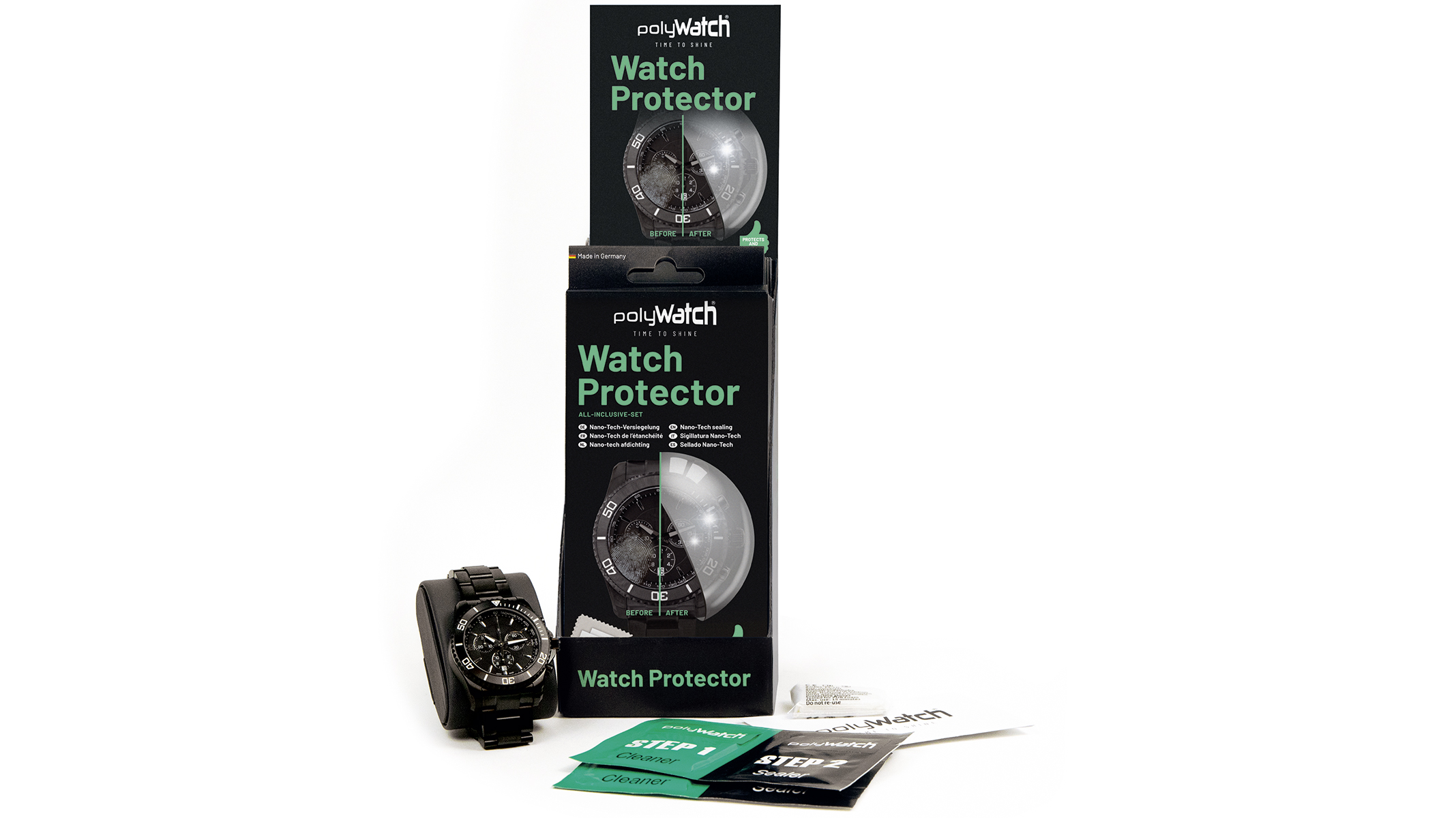 polyWatch Watch Protector, sealing, sales Display with 6 single units