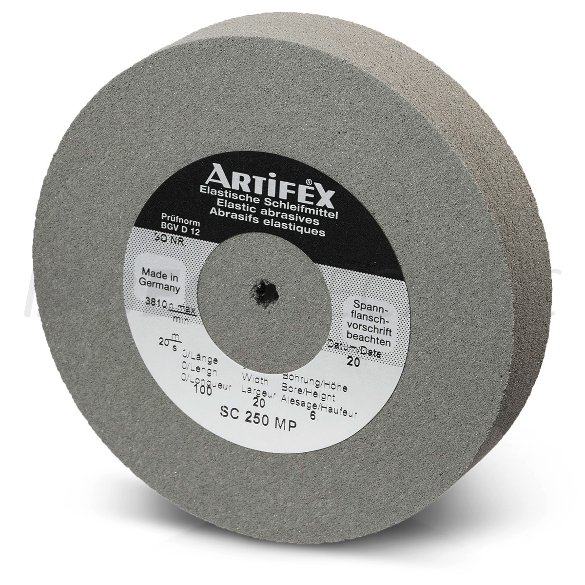Artifex Schleifscheibe SC 250 MP, Körnung fein, Härte mittel, Ø 100 x 20 mm, Bohrung Ø 25 mm
