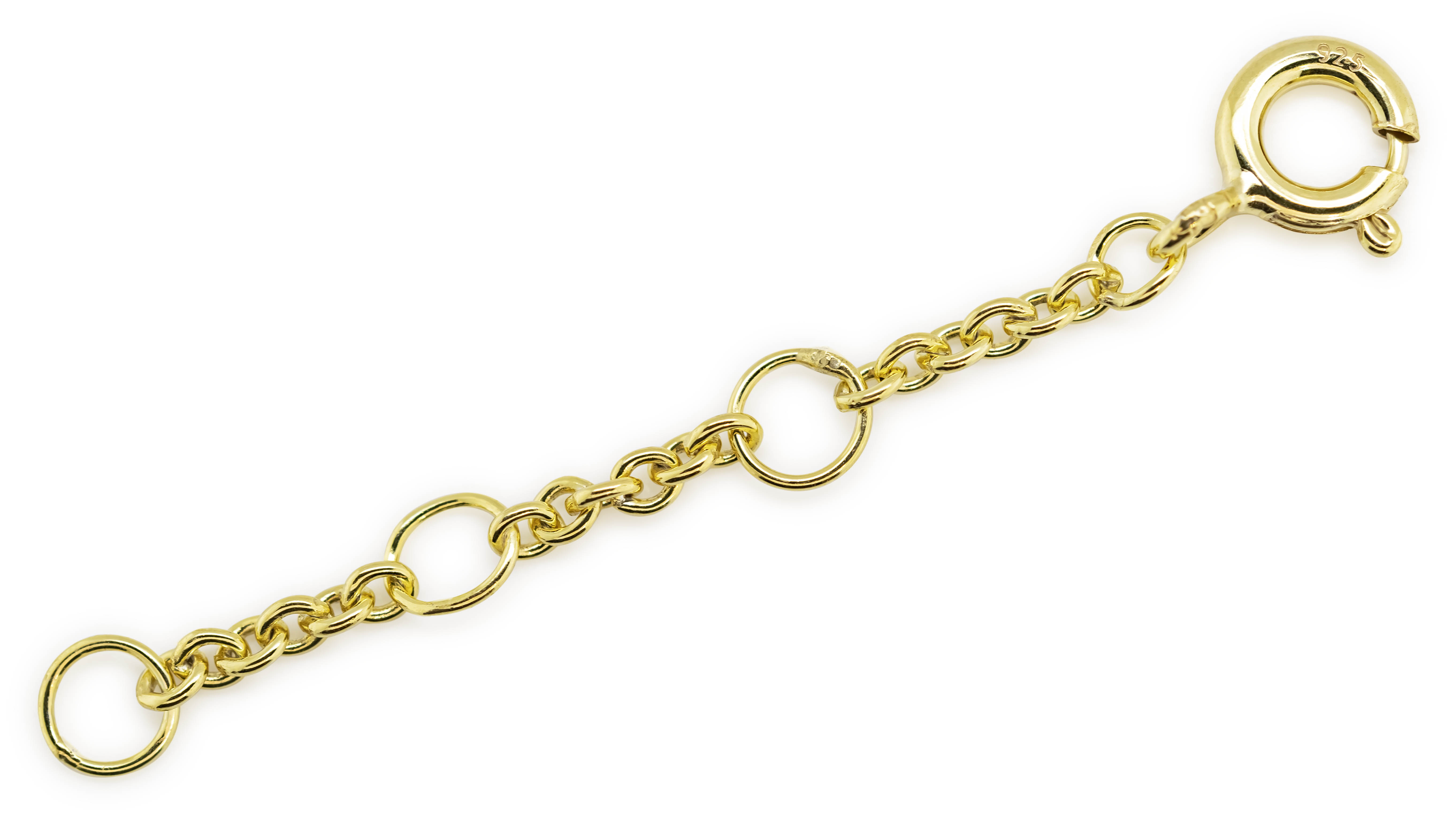 Extension chain 925/- silver gold plated with 3 eyelets L 5 cm, spring ring