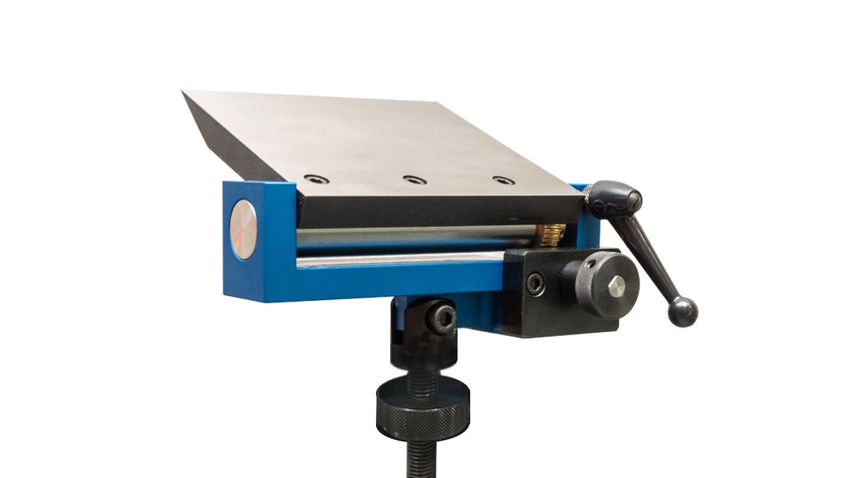3D-Onderlegtafel 110 mm met draadstang voor hoogteverstelling (slag 147 mm) voor lapidaire schijf- en
bandslijpmachine, zonder steun