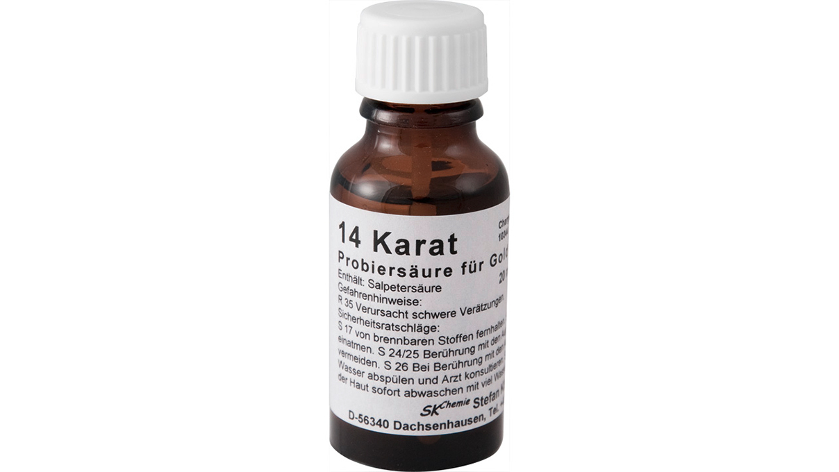 20 ml Flasche Probiersäure für 14 ct Gold