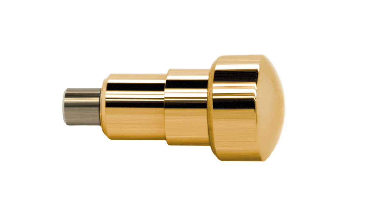 Pulsador impermeable P40Y para cronógrafos a prensar, cabeza Ø 4,0 mm, tubo Ø 2,5 mm, recorrido del muelle 3,0 mm, dorado ( 3 micras )