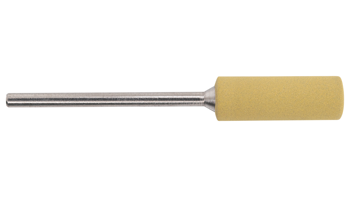 6 Miniature polisher Exa Technique, yellow, 0653HP Grain fine - Ø 7,0/20,0 mm, cylindrical, 6 pieces