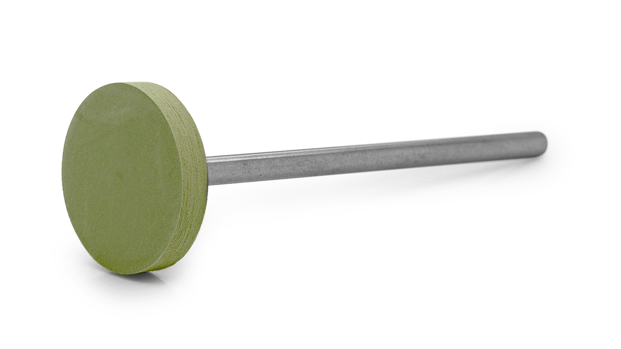 Pulidora Eveflex, verde claro, rueda, Ø 14,5 x 2 mm, blando, grano extra fino, mango HP