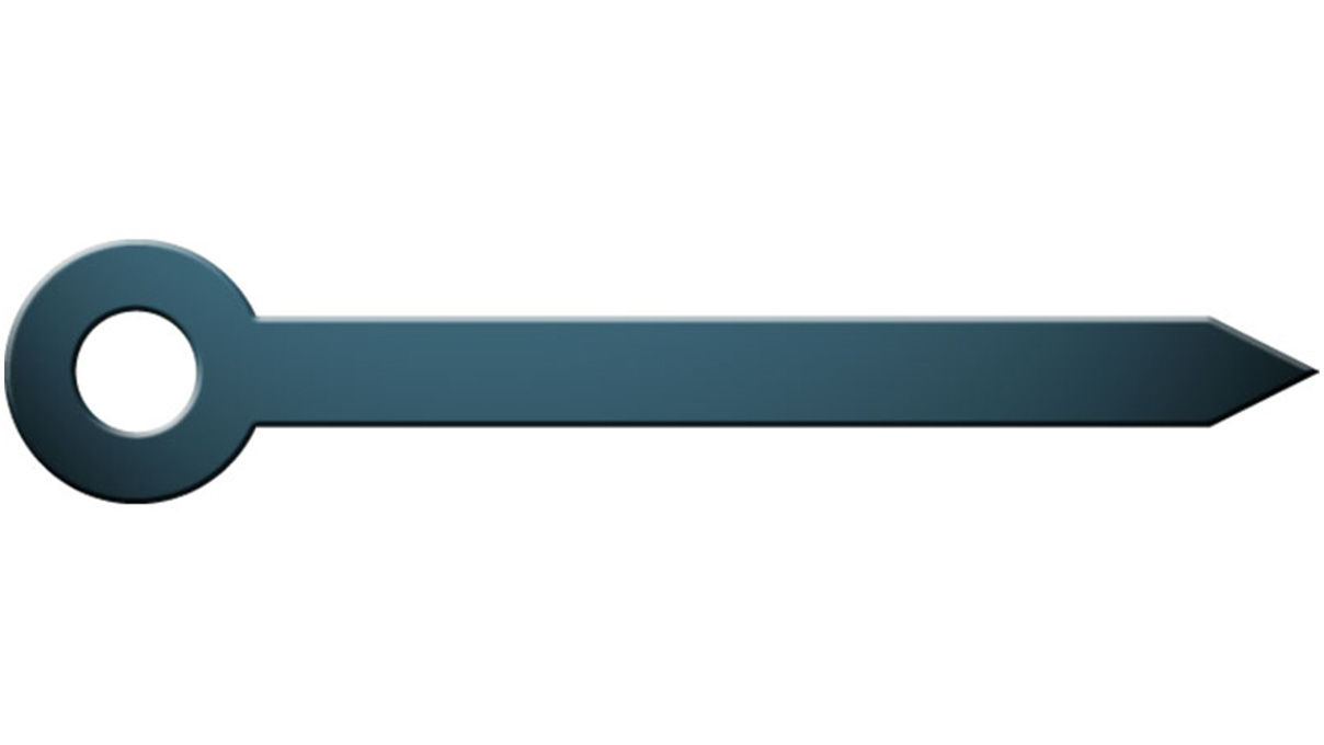 Minutenwijzer, recht, blauwzwart, gat Ø 0,9 mm, lengte 13,5 mm