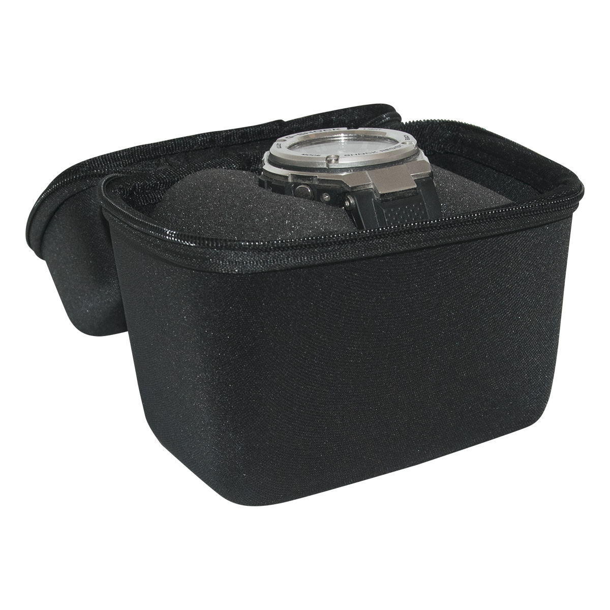 Watch Box Uhrenetui mit Sichtfenster, Hardcase, Textilbezug, matt glänzend, schwarz, bedruckbar mit
Ihrem Logo