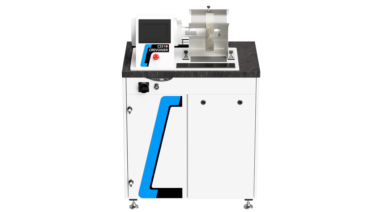 Crevoisier C551 (M12) on S-Line Compact worktable without table surround, incl. suction unit, table top
with slate-colored, power supply below (400 V)