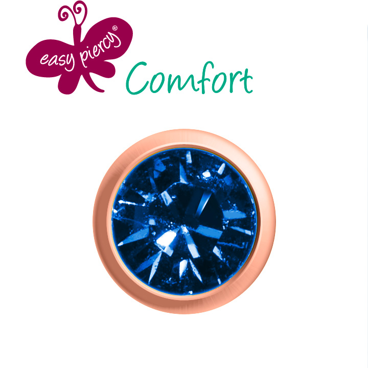 1 Paar Easy Piercy Comfort Ohrstecker Ø 3,95 mm, rosé vergoldet, Saphir Imitation