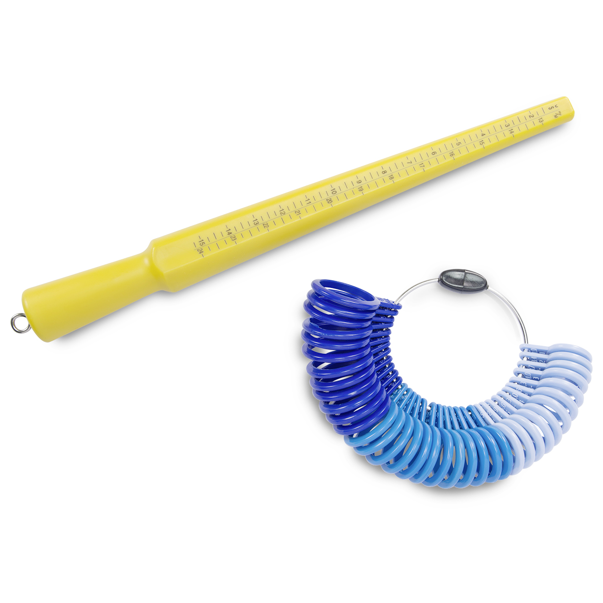 Set of ring gauge and stick, plastic, international markings