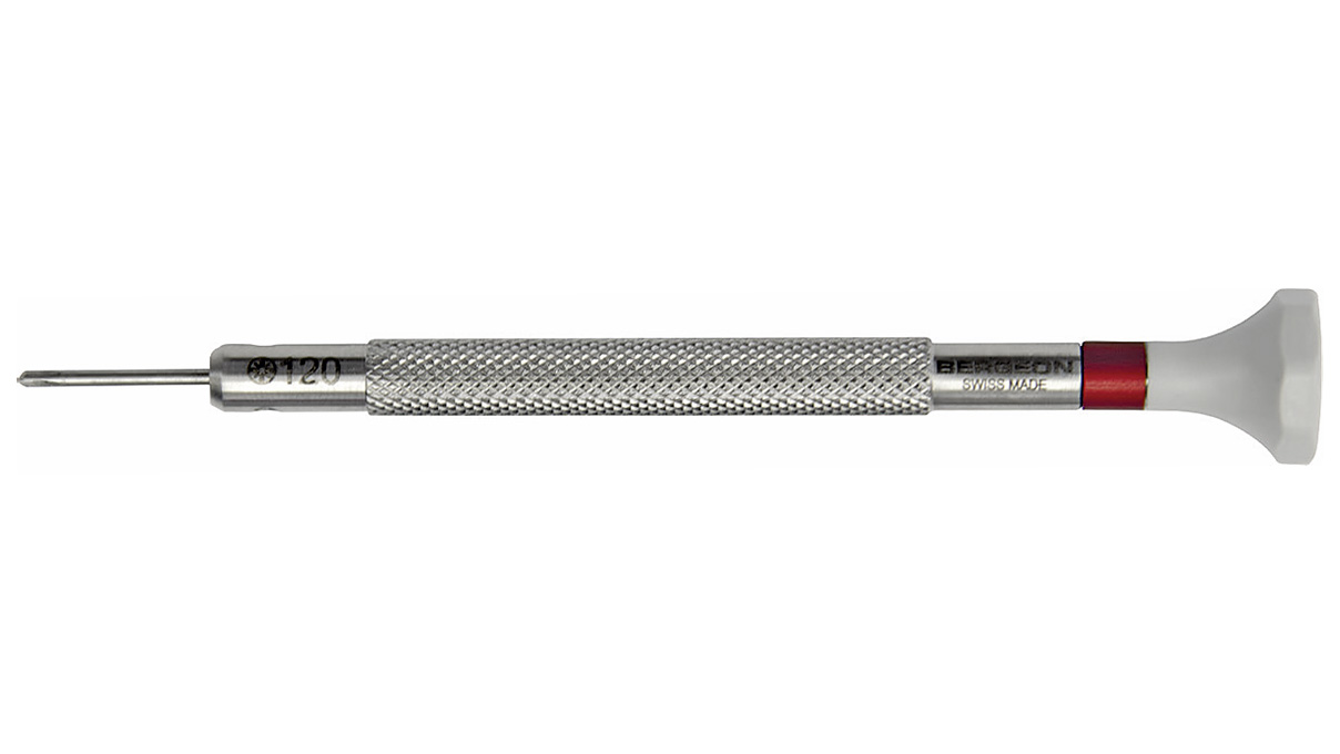 Bergeon 30081-C-120 screwdriver, blade 1,2 mm, red, Phillips