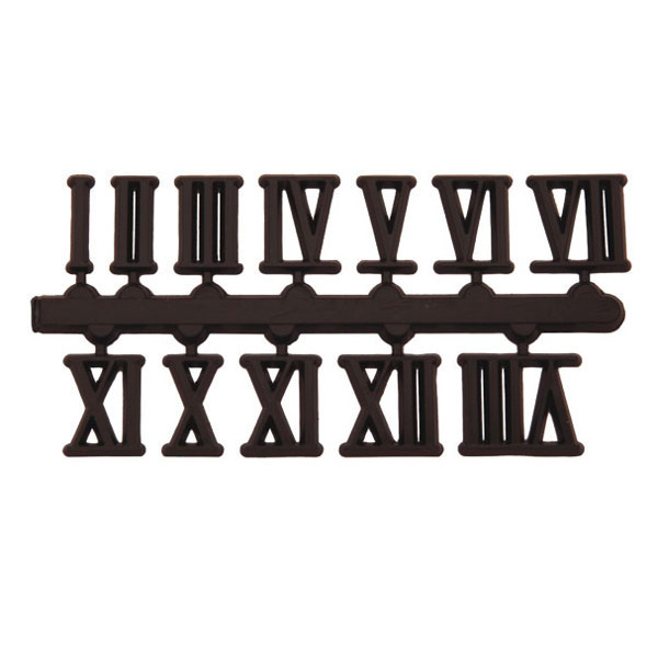 Cijferset 1 - 12 voor grote klokken, kunststof, zwart, romeinse cijfers, 10 mm