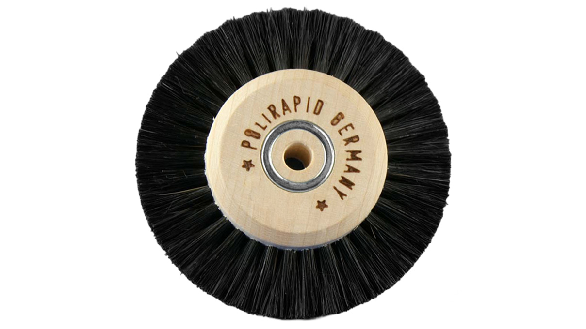Lathe brush, wooden core with Chungking bristles, 2 rows, pointed, Ø 70 mm