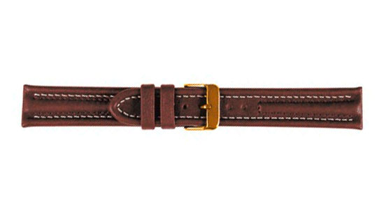 Uhrenband, Arizona Sport, Kalbsleder, 18 mm, Braun, Schließe Vergoldet