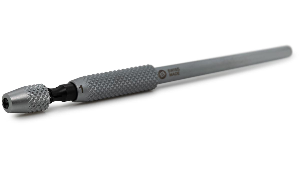 Bergeon 30021-1 pin vice, opening 0 - 0,5 mm, length 80 mm