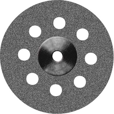 Diamond disc inclusive shaft, coated, super flexible, with view holes, fine Ø 22 mm