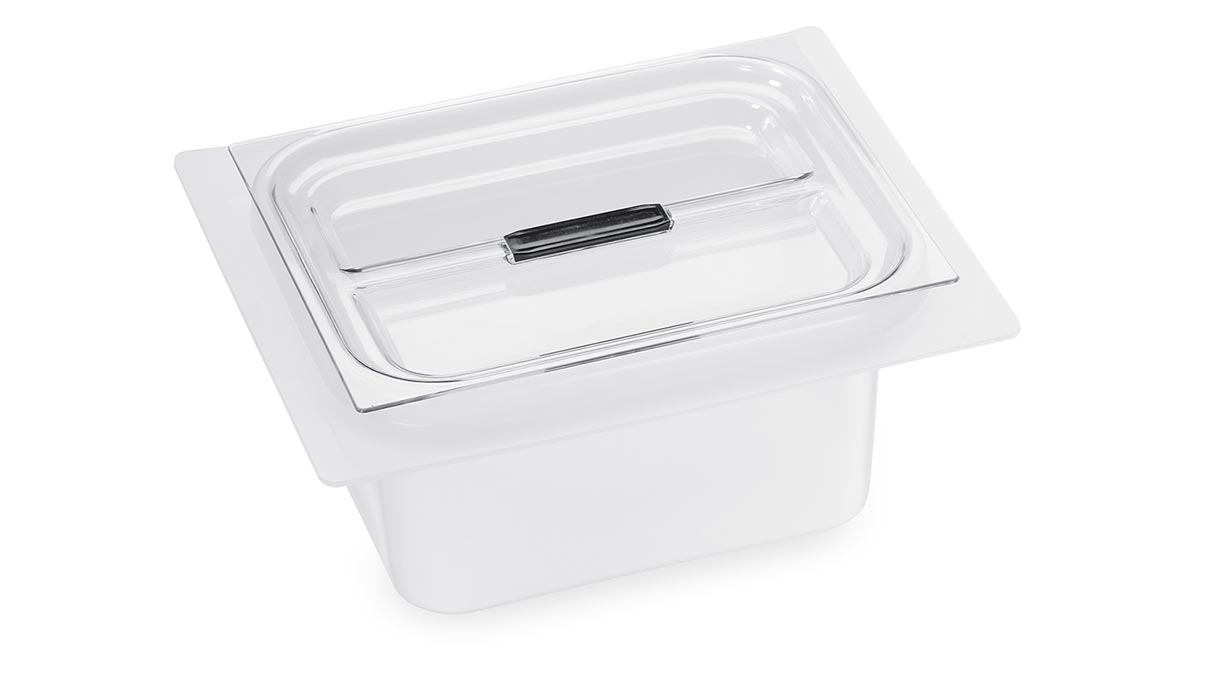 Acid-resistant insert tray with lid, for Elmasonic 100 und 120