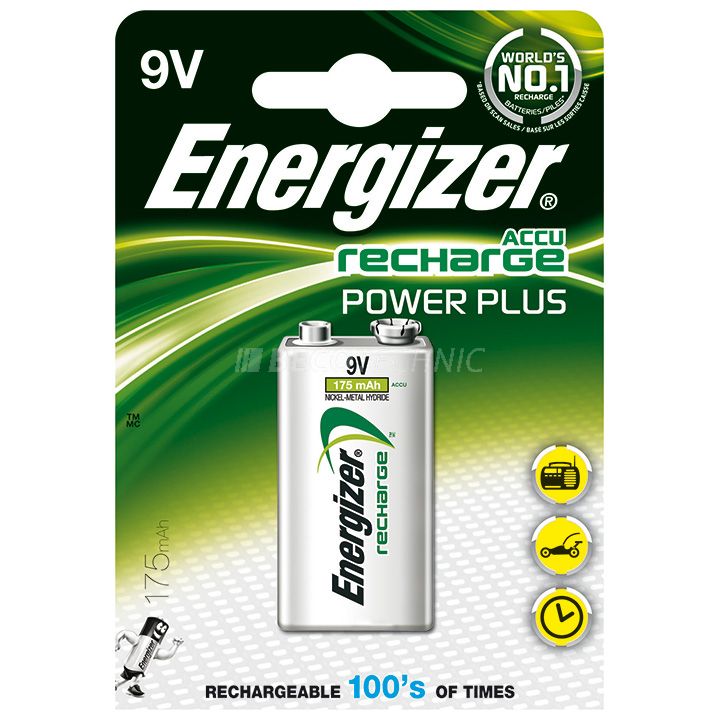 Energizer 1er Blister 9V-Block Akku Recharge Power Plus 175 mAh 6LR61/522